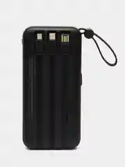 Черный power Bank с быстрой зарядкой, со встроенными кабелями, Lightning, Type-C