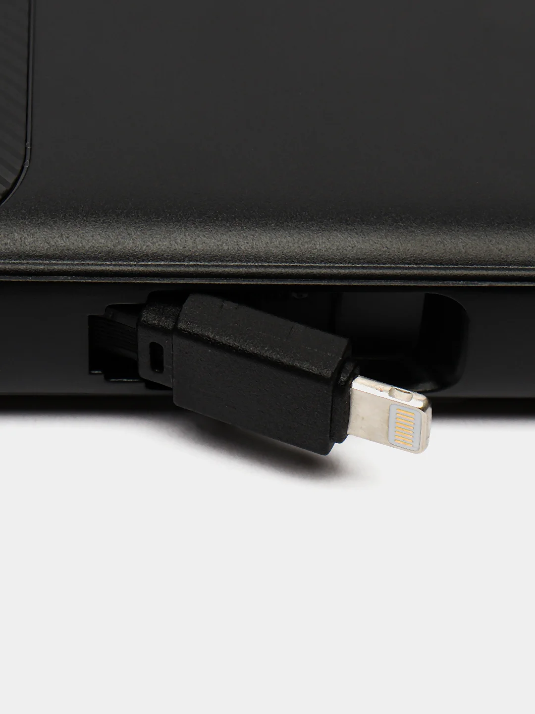 Черный power Bank с быстрой зарядкой, со встроенными кабелями, Lightning, Type-C