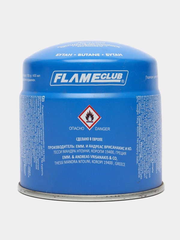 Газ "FLAMECLUB", 190 г, Греция, туристический, для заправки горелок, картридж для плит
