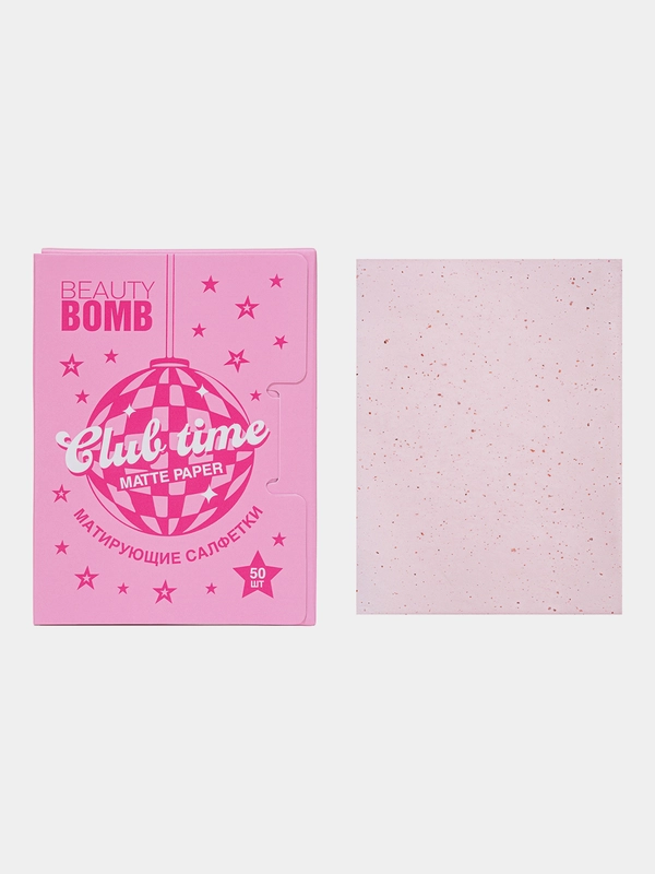 Матирующие салфетки Beauty Bomb Club time, розовый, 50 штук