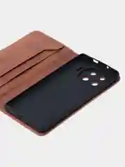 Коричневый чехол-книжка для Tecno Spark 20 Pro Plus из высококачественной искусственной кожи