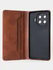 Коричневый чехол-книжка для Tecno Spark 20 Pro Plus из высококачественной искусственной кожи