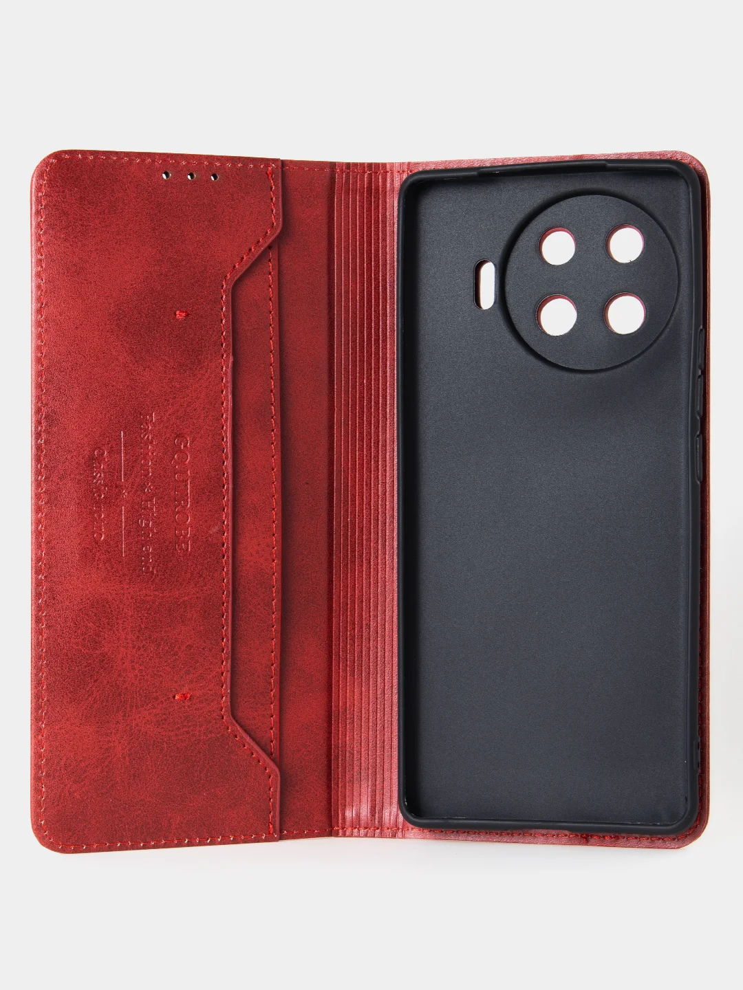 Красный чехол-книжка для Tecno Spark 20 Pro Plus из высококачественной искусственной кожи