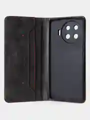 Черный чехол-книжка для Tecno Spark 20 Pro Plus из высококачественной искусственной кожи