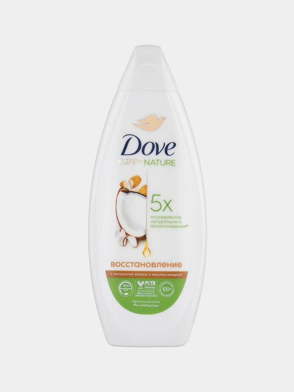 Бессульфатный крем-гель для душа Dove "Восстановление" кокос и миндальное молочко, 250 мл