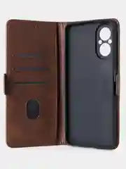 Терракотовый чехол-книжка для Realme C67 из высококачественной кожи