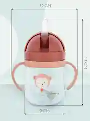 Розовый детский поильник-непроливайка КАРТОФАН с гибкой силиконовой трубочкой, с ручками, 250 мл