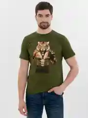 Зеленый футболка с принтом