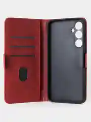 Алый чехол для Samsung A55 книжка из кожи, накладка (бампер)