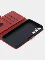 Алый чехол для Samsung A55 книжка из кожи, накладка (бампер)