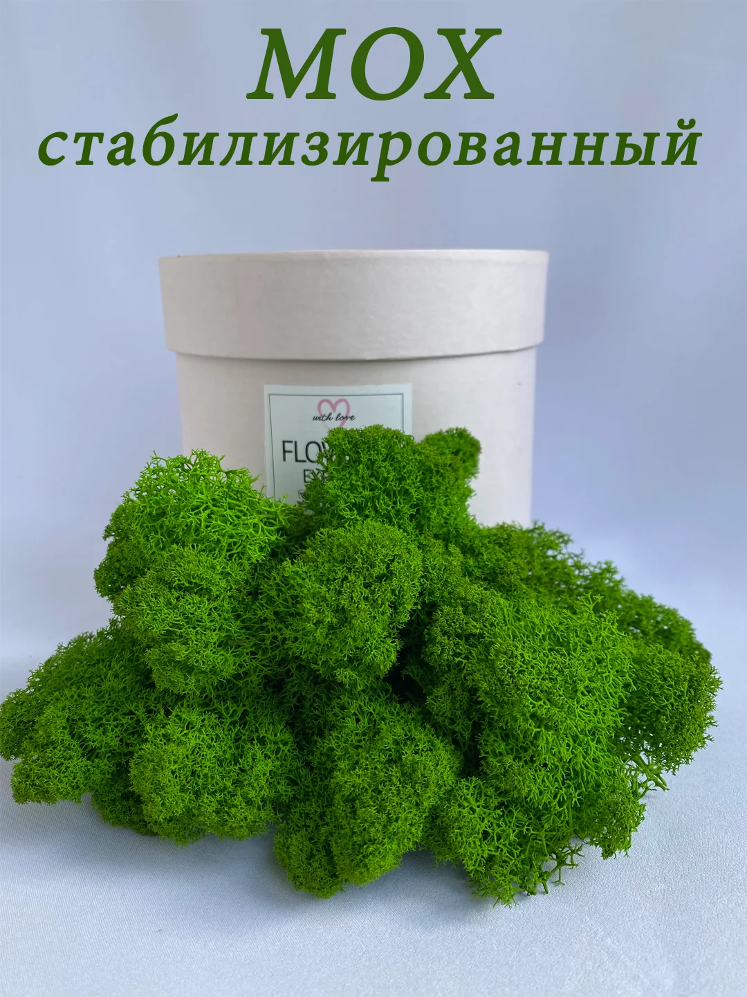 Зеленый мох стабилизированный для декора,кашпо