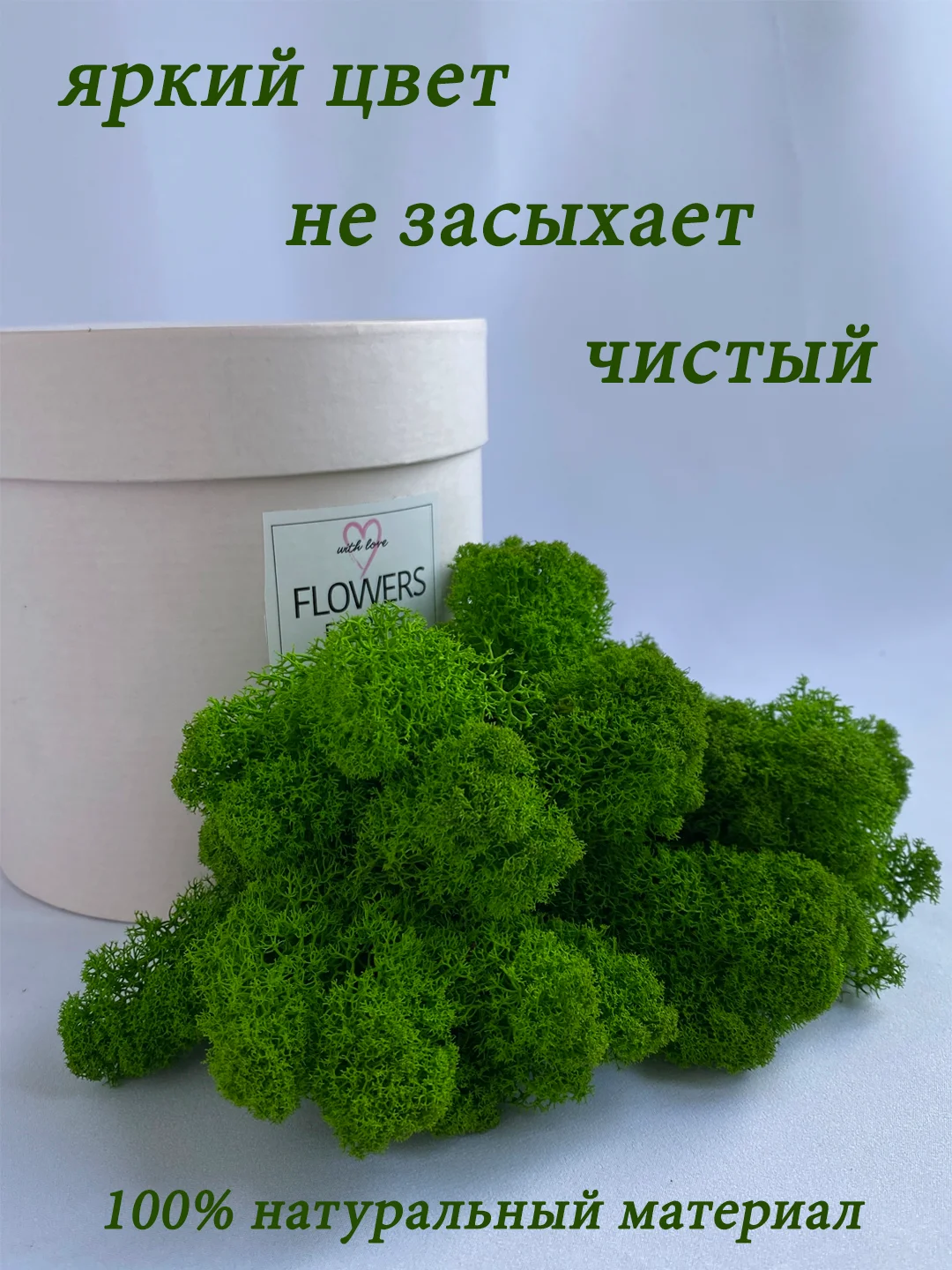 Зеленый мох стабилизированный для декора,кашпо