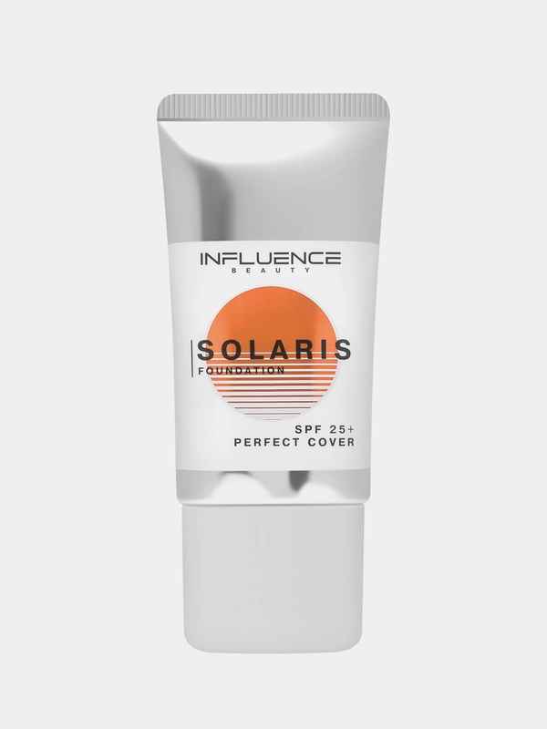 Тональная основа с SPF 25+ Influence Beauty SOLARIS, тон 02, светло-бежевый, 25 мл