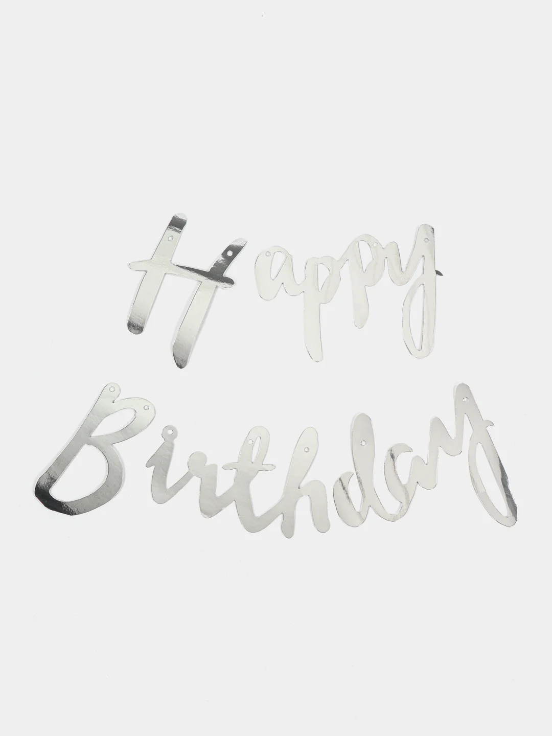 Серебряный растяжка из букв Happy birthday для дня рождения