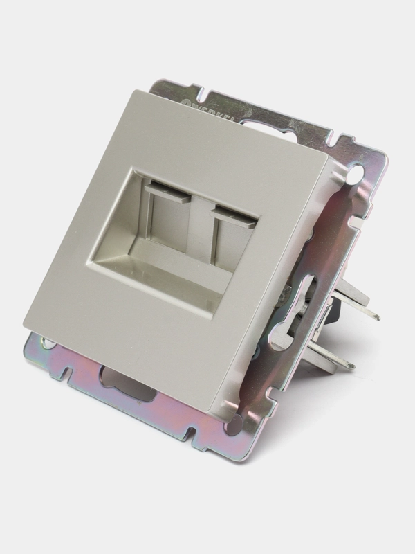 Розетка интернет встраиваемая RJ-45+RJ11 скрытой установки Werkel W1181006 серебряная