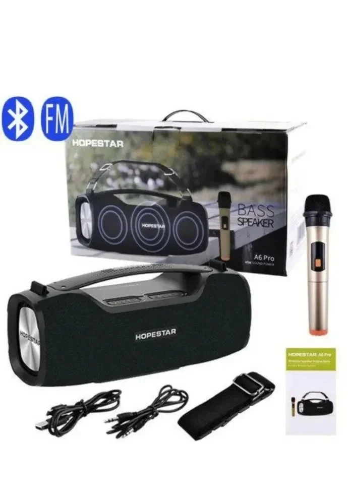 Черный портативная Bluetooth колонка HOPESTAR A6Pro - 55W, с микрофоном, TWS, Premium