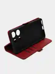 Красный чехол-книжка для Redmi Note 13 4G (Редми Ноут 13 ) с боковым магнитом