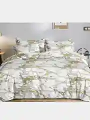 Белый комплект постельного белья, 1.5 спальное, поплин, хлопок