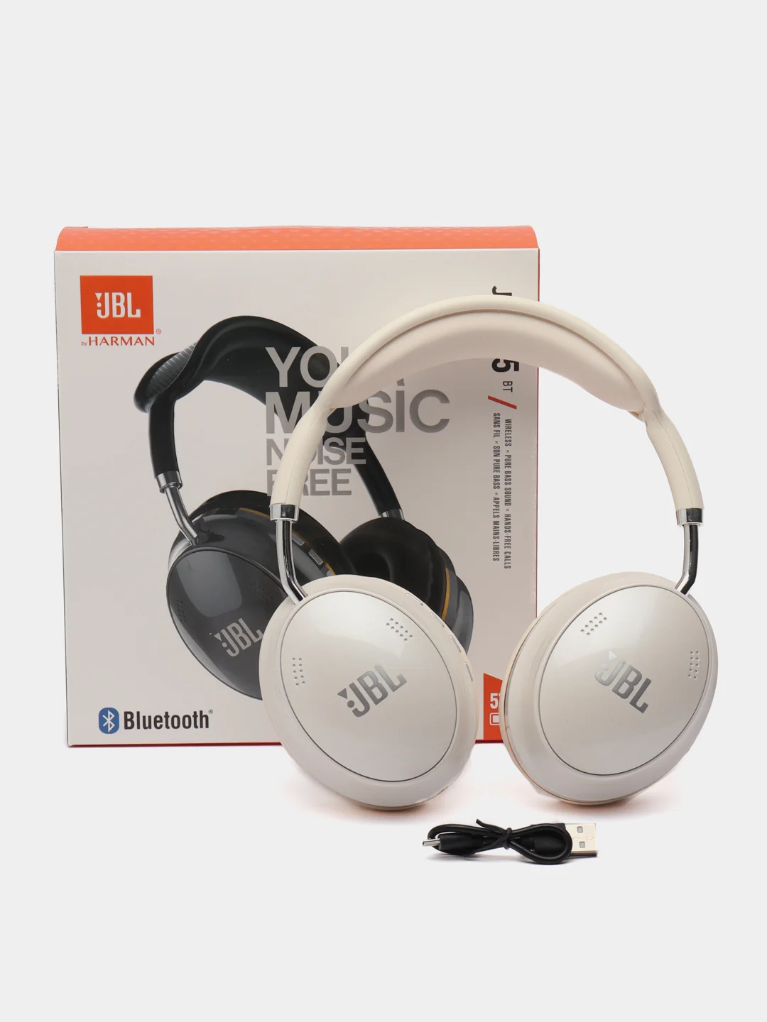 Белый наушники JBL JB 305 BT,  беспроводные, полноразмерные, с микрофоном