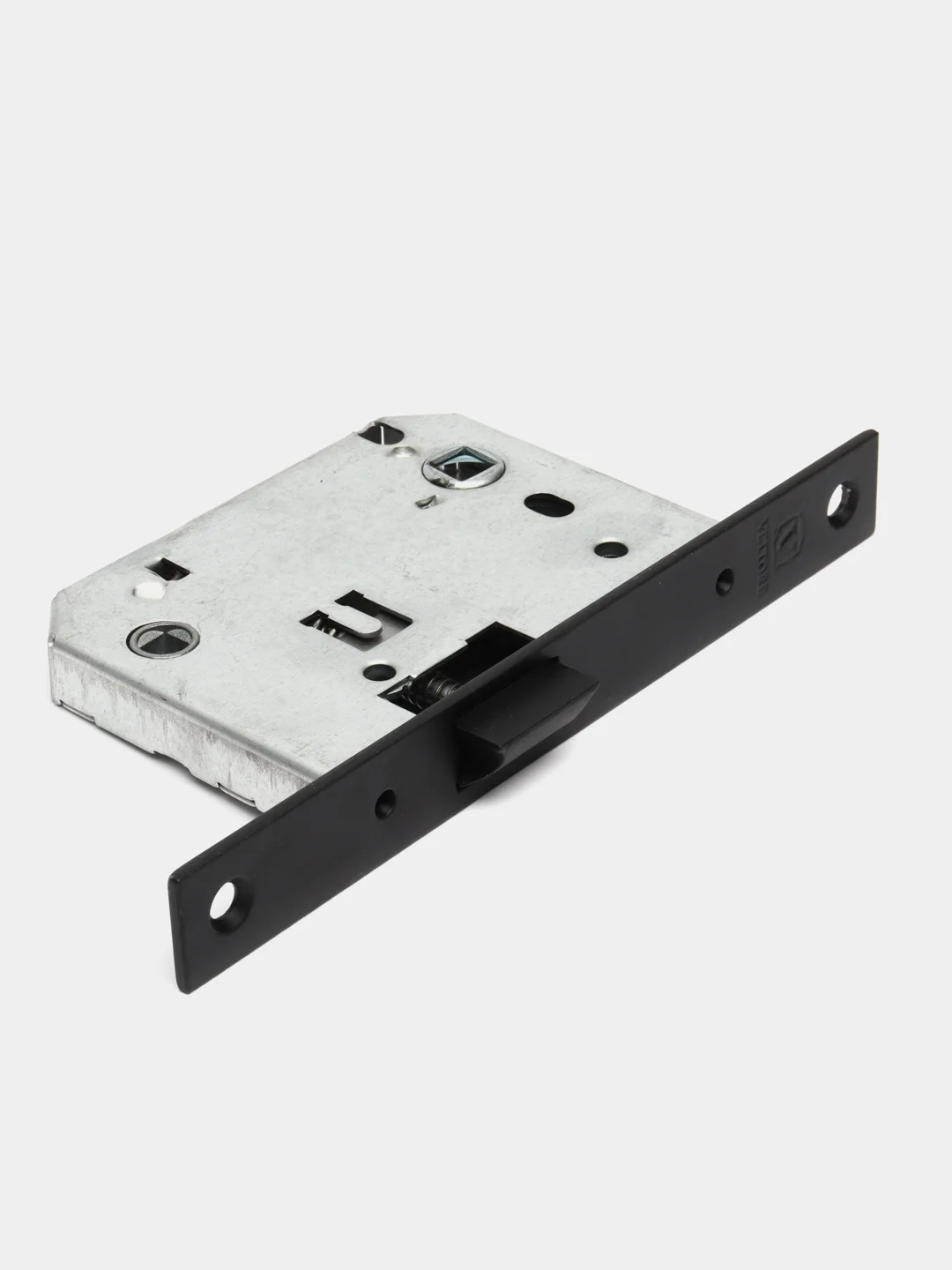 Черный ручка дверная VETTORE R06.081 с фиксатором  и врезным замком, Черный матовый