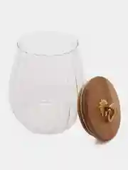 Бежевый стеклянная банка с бамбуковой крышкой