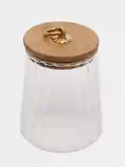 Бежевый стеклянная банка с бамбуковой крышкой