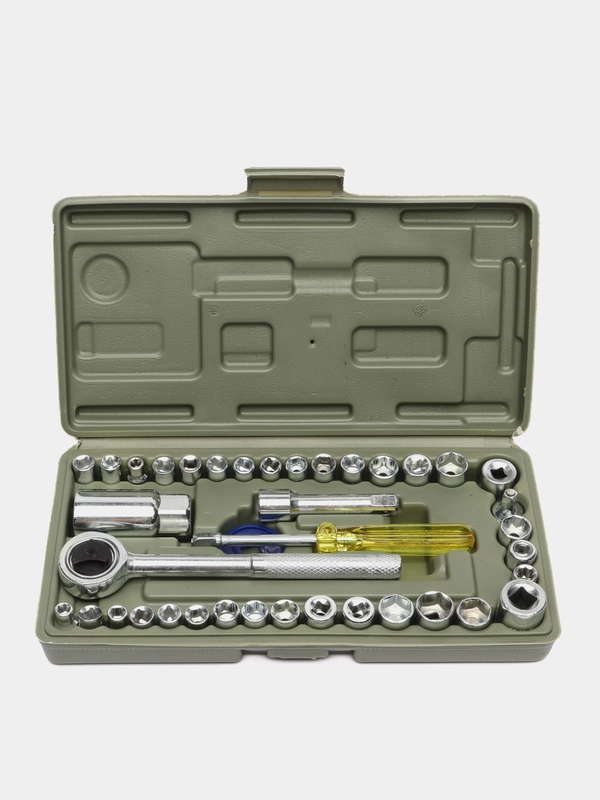 Набор головок 38пр 1/4" (головки, трещетка и отвертка) в кейсе AIWA