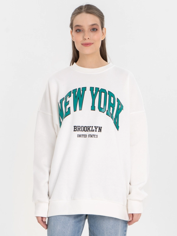 Свитшот унисекс, оверсайз, с флисом, с надписью New-York