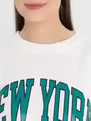 Белый свитшот унисекс, оверсайз, с флисом, с надписью New-York