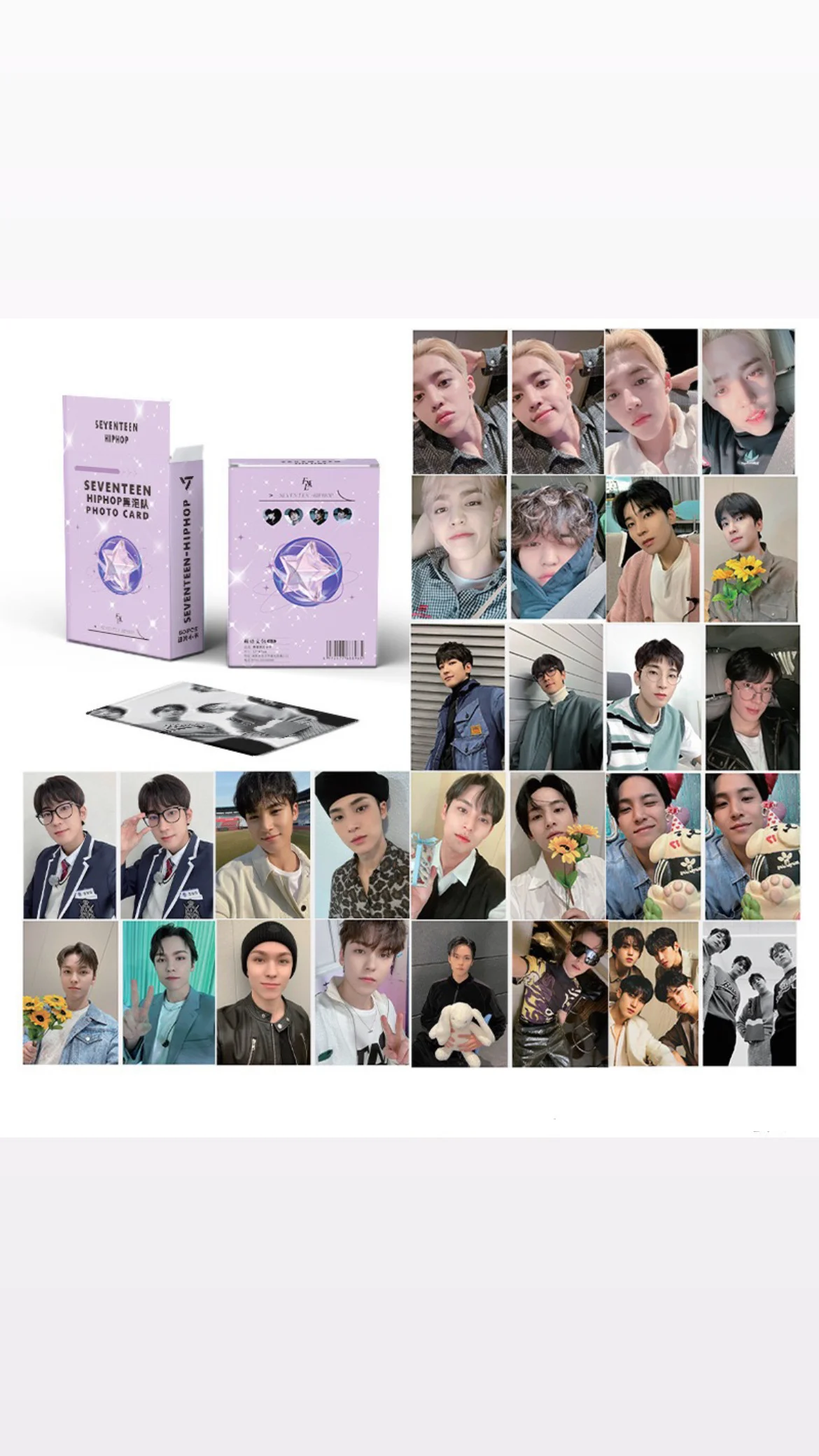 Лавандовый карточки K-pop Seventeen, HIPHOP FOTO CARD, карты коллекционные, 55 шт, севентин, к-поп