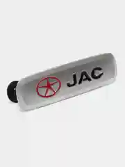 Комплект шильдиков металлических с эмблемой авто "JAC" и 4 винтовыми креплениями (Пара)