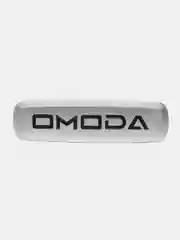 Комплект шильдиков металлических с эмблемой авто "Omoda" и 4 винтовыми креплениями (Пара)