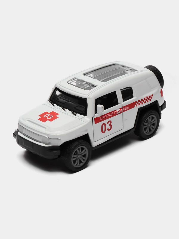 Машина металлическая Скорая помощь, 1:48, инерция, открываются двери, цвет белый