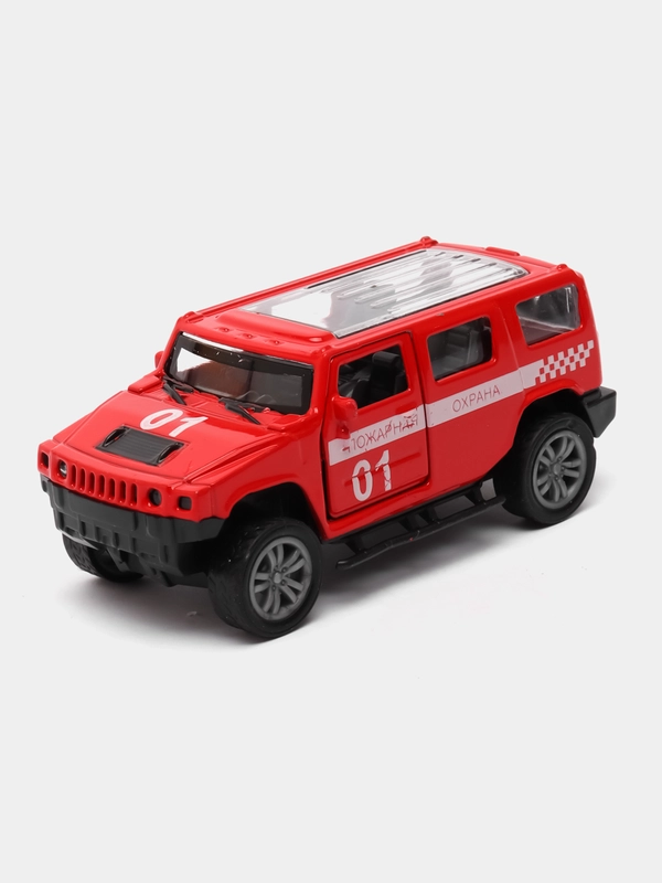 Машина металлическая Пожарная служба, 1:48, инерция, открываются двери, цвет красный