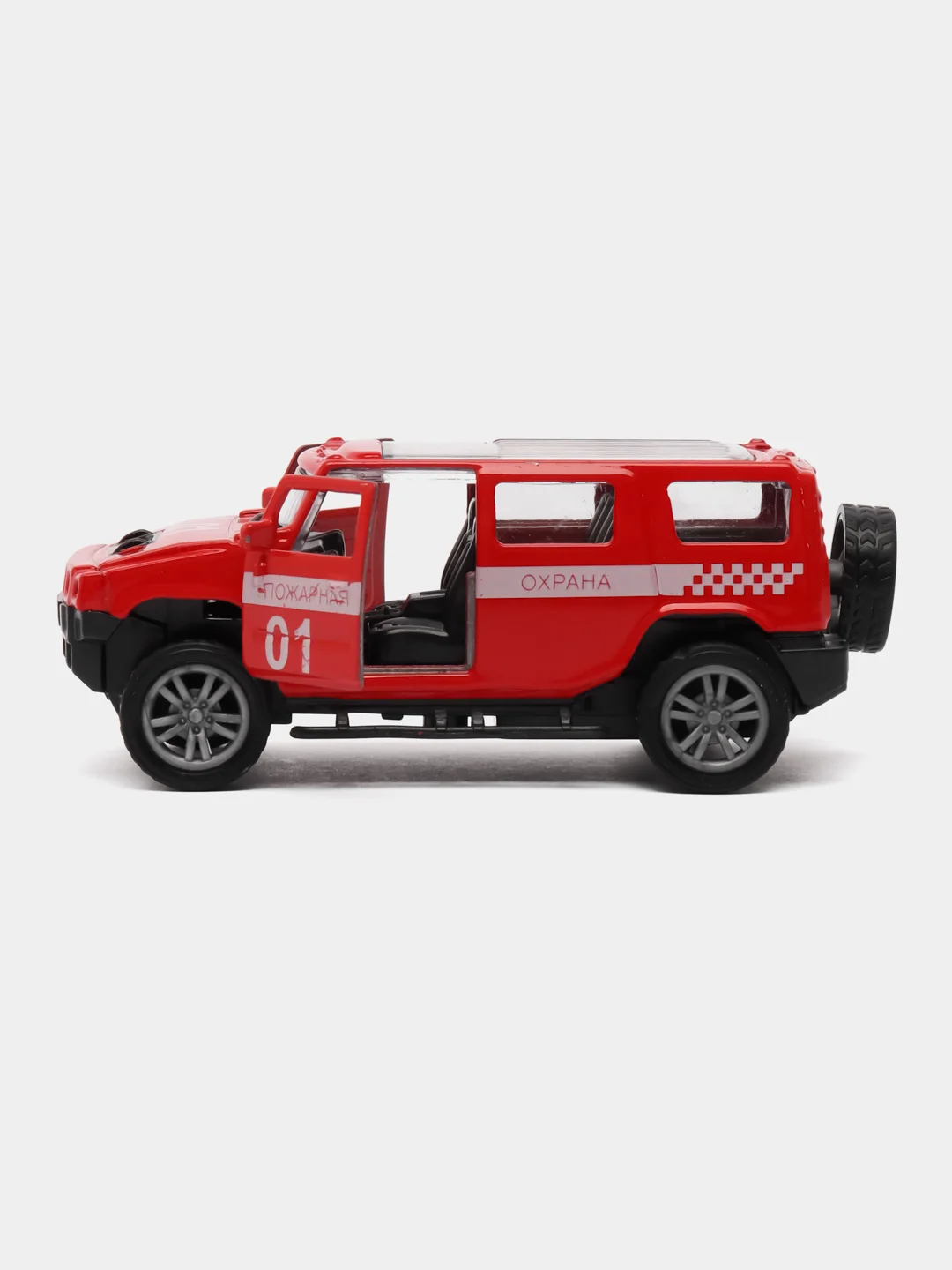 Машина металлическая Пожарная служба, 1:48, инерция, открываются двери, цвет красный