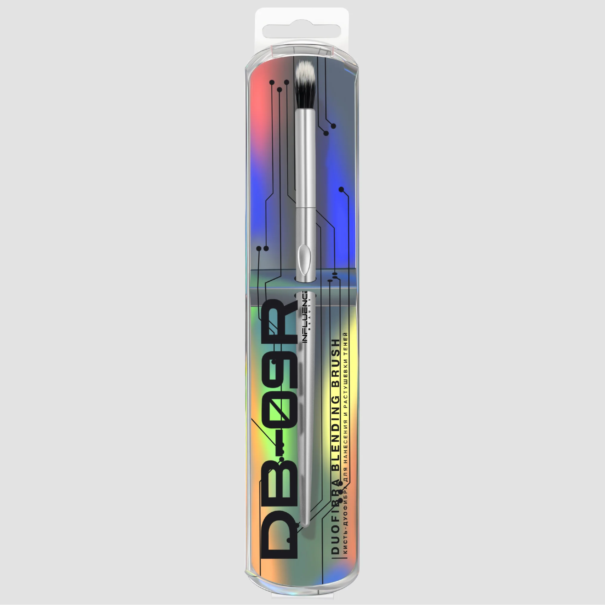 Кисть-дуофибра Influence Beauty "DB-09R", для нанесения и растушевки теней и консилера
