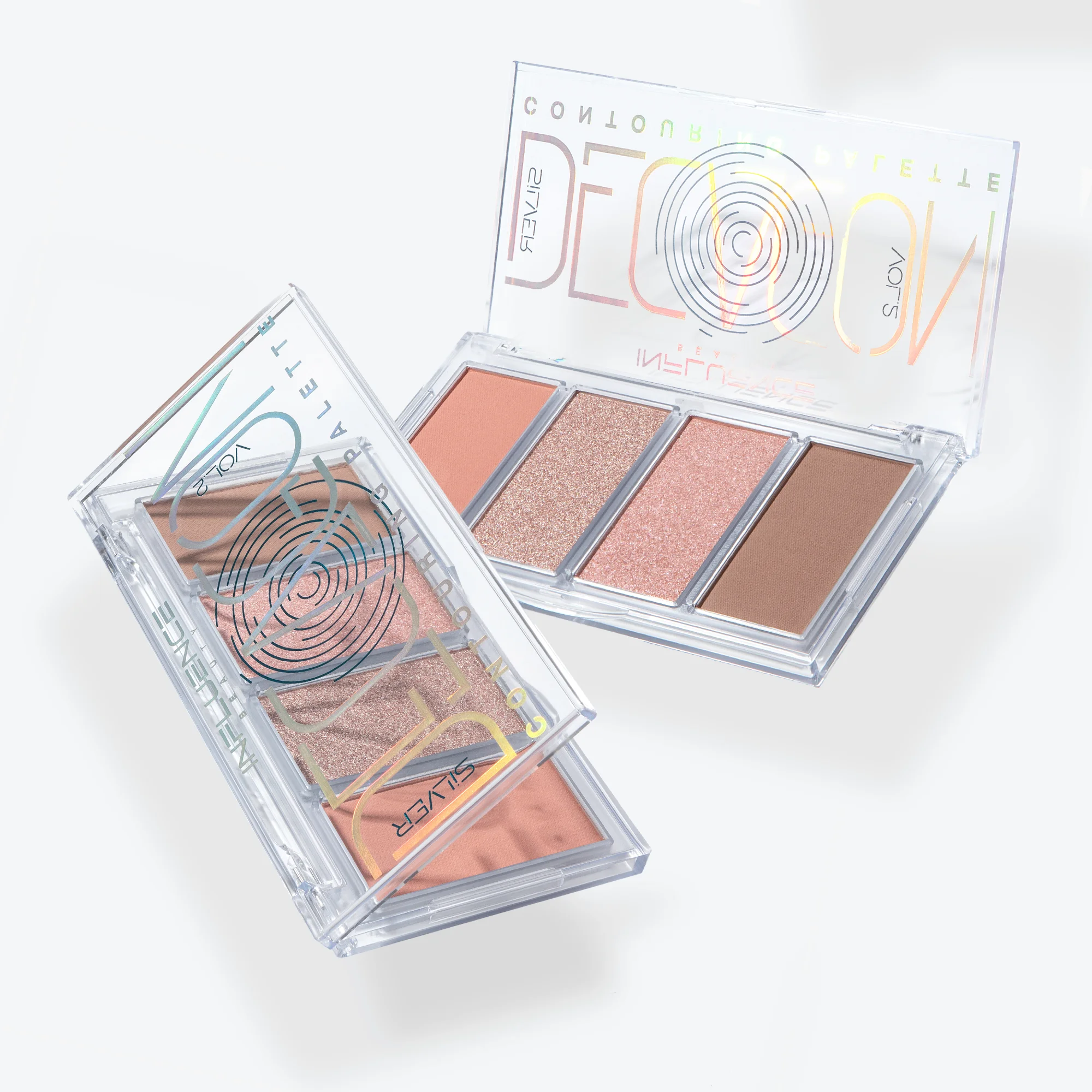 Палетка для контуринга Influence Beauty Silver Decagon, 4 оттенка, тон 02, 8,5 г