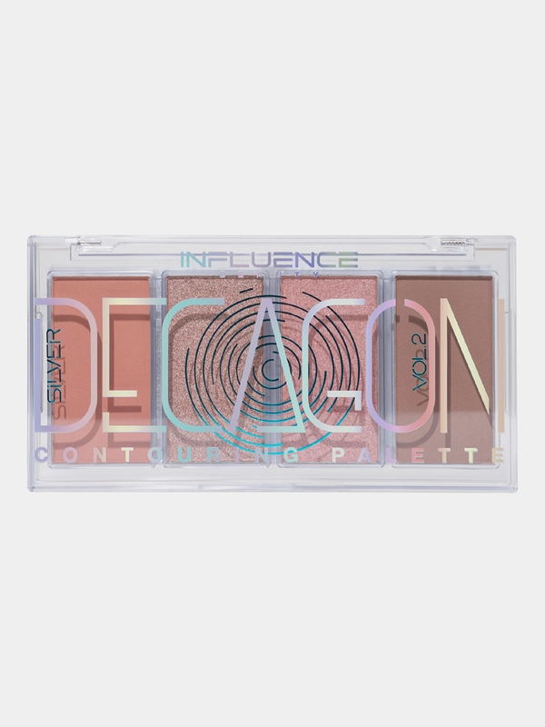 Палетка для контуринга Influence Beauty Silver Decagon, 4 оттенка, тон 02, 8,5 г