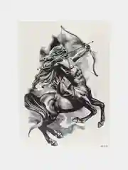 Красный временная переводная татуировка "Воины, птицы, черепа и др.",  21х15 см
