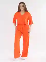 Оранжевый костюм женский летний