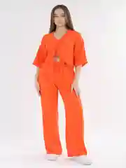 Оранжевый костюм женский летний
