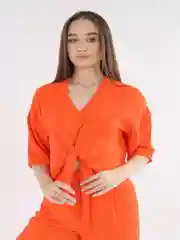 Оранжевый костюм женский летний