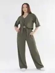 Зелёный хаки костюм женский летний