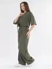 Зелёный хаки костюм женский летний