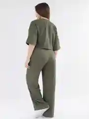 Зелёный хаки костюм женский летний