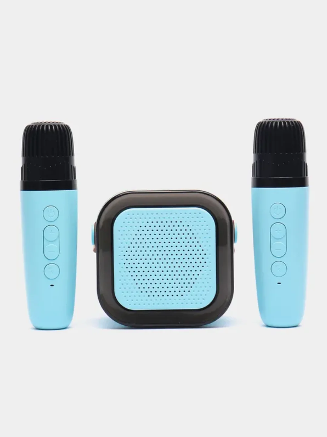 Небесно-голубой беспроводная портативная караоке колонка с микрофонами Bluetooth колонка с led подсветкой