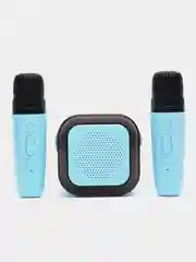Небесно-голубой беспроводная портативная караоке колонка с микрофонами Bluetooth колонка с led подсветкой