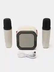 Беспроводная портативная караоке колонка с микрофонами Bluetooth колонка с led подсветкой