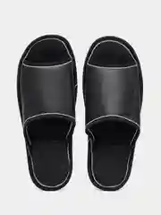 Черный тапочки домашние мужские из экокожи Soft Slippers