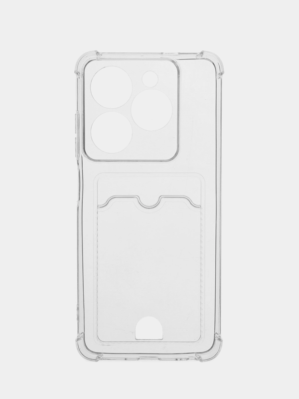 Чехол для Tecno Spark GO 2024 / 20 / 20C, Техно Спарк Го прозрачный с карманом для карты